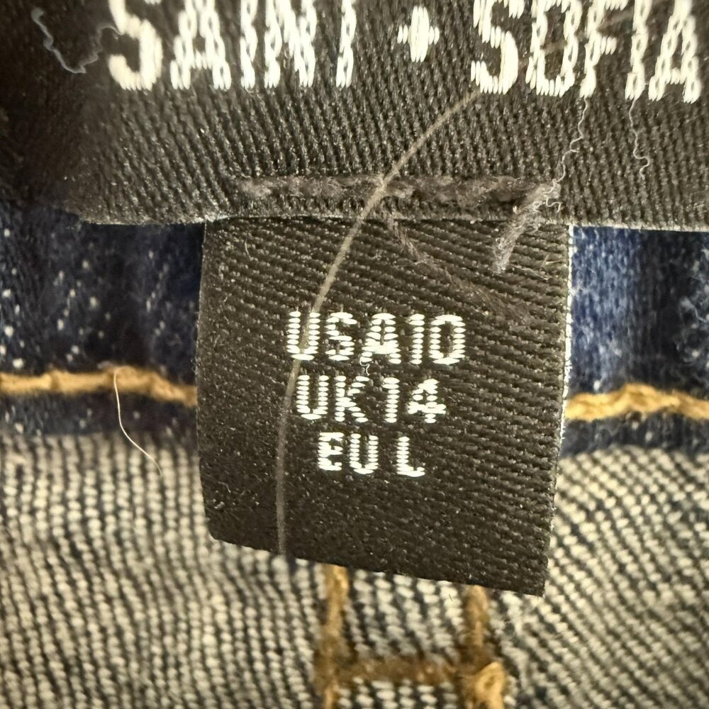 Saint + Sofia Jeans Blue Flare Front Pocket Stretch Denim Pants - Picture 4 of 11